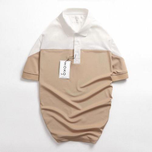 Áo polo nam thời trang FASHION EKING CLOTHING x HOKO thiết kế phối màu BE - chất liệu Poli Xịn Sò
