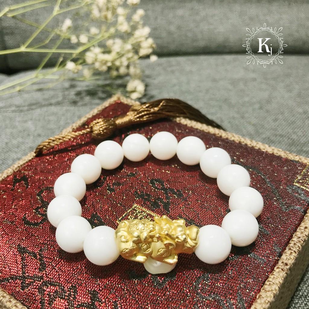 Vòng Tay Phong Thủy Đá Ốc Charm Ty Hưu Vàng