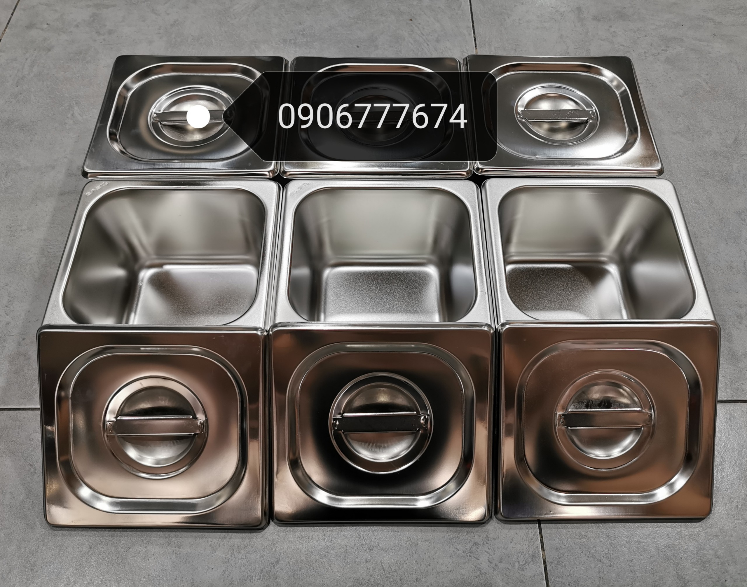 combo 6 khay inox 17 x 18 x 10 cao