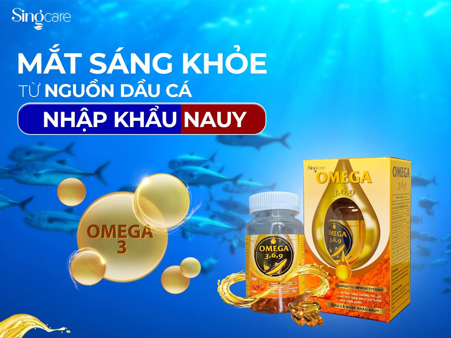 Combo 3 Hộp VIên Uống Omega 3, 6, 9 bổ não, tăng trí nhớ, sáng mắt ( 60 Viên )