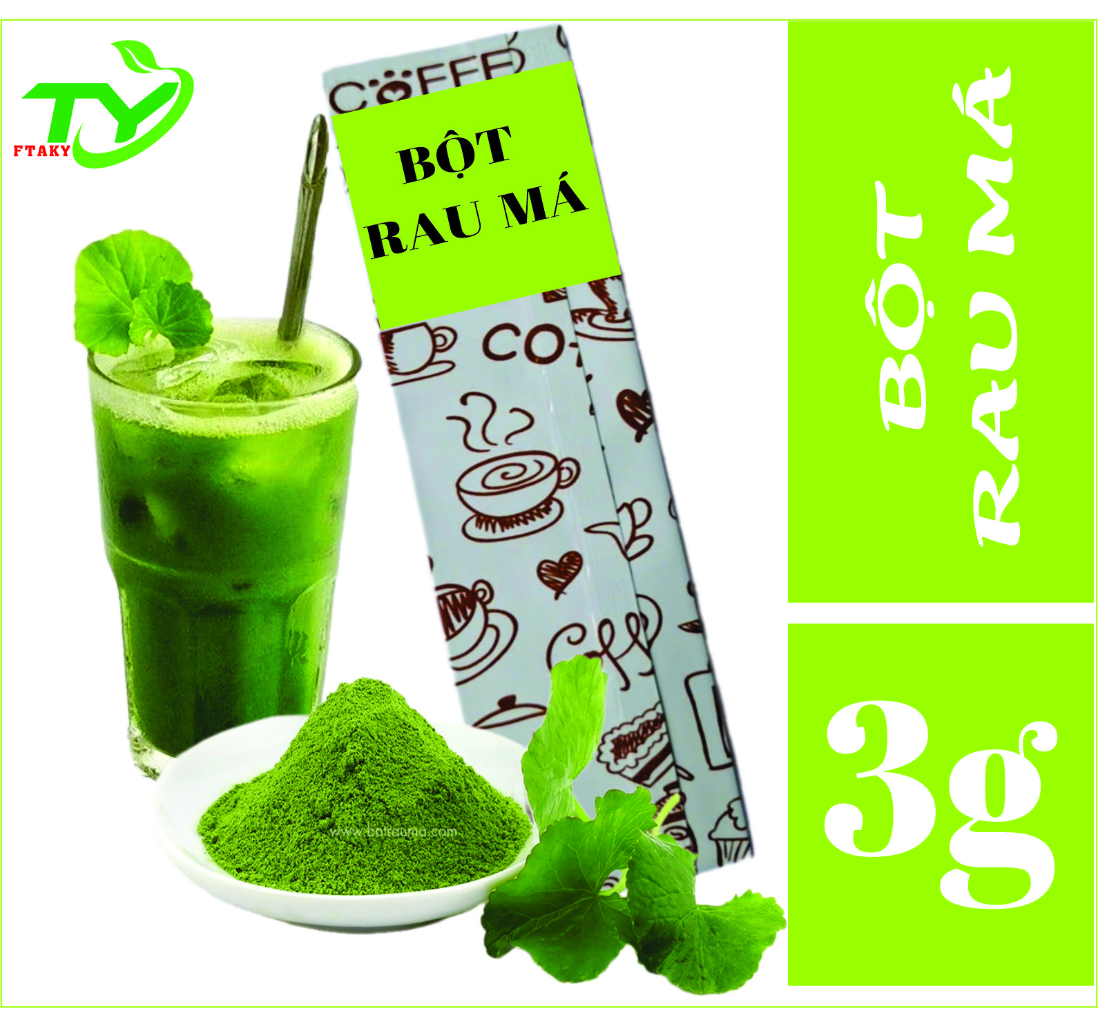 Bột rau má nguyên chất FTAKY (20 gói x 3g)