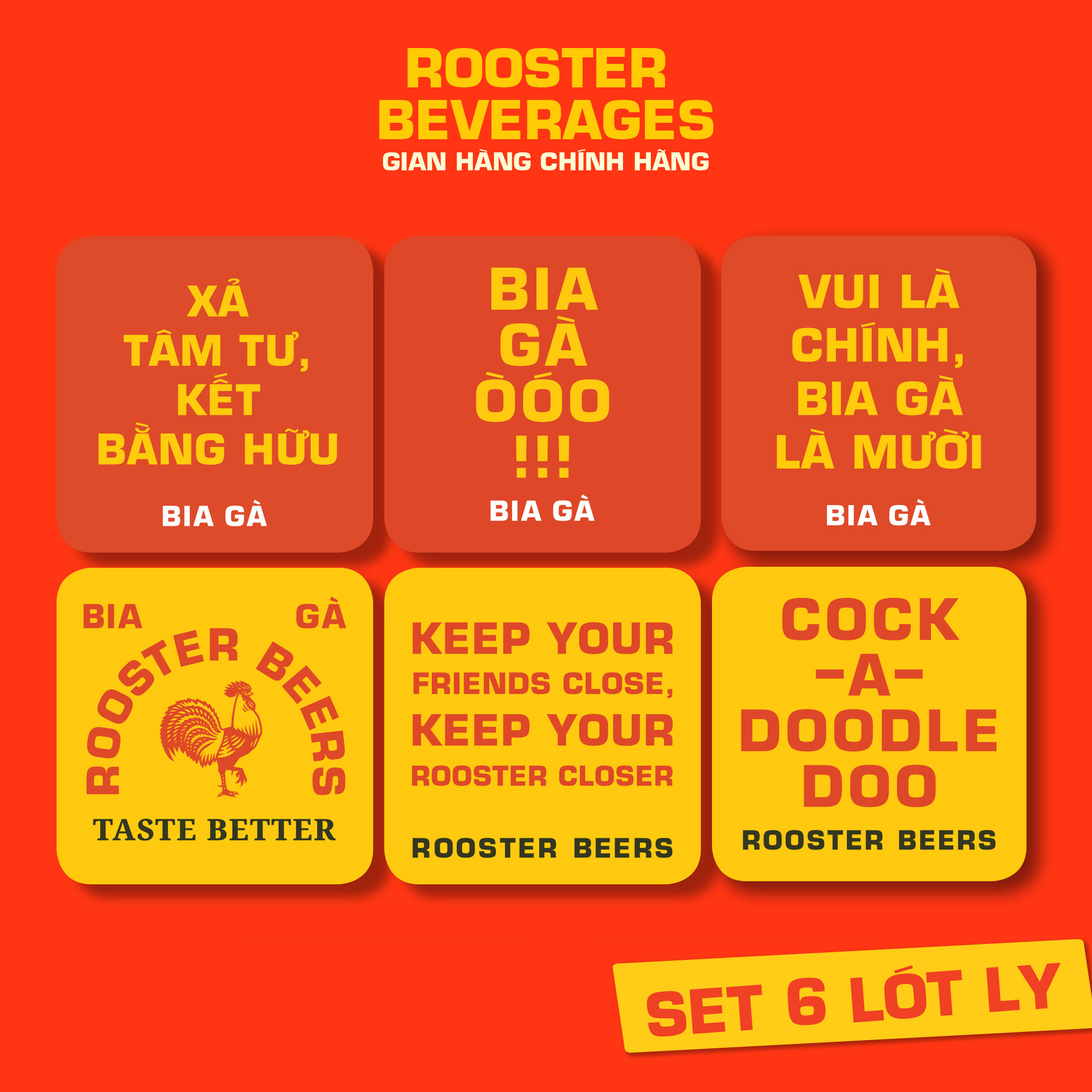 Set 6 lót ly giấy Rooster Beers