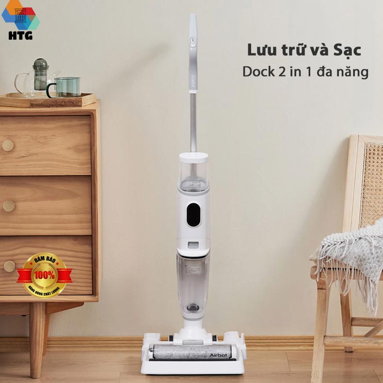 Máy hút bụi lau nhà airbot iClean Pro tích hợp tự động giặt Dẻ, 3 công việc trong 1, hút và lau chuyên sâu, hàng chính hãng