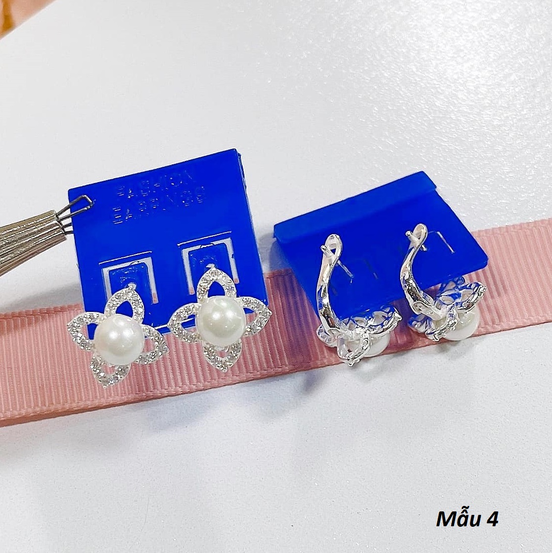 Bông tai bạc gắn trai khoá bập chất liệu bằng bạc MS066b