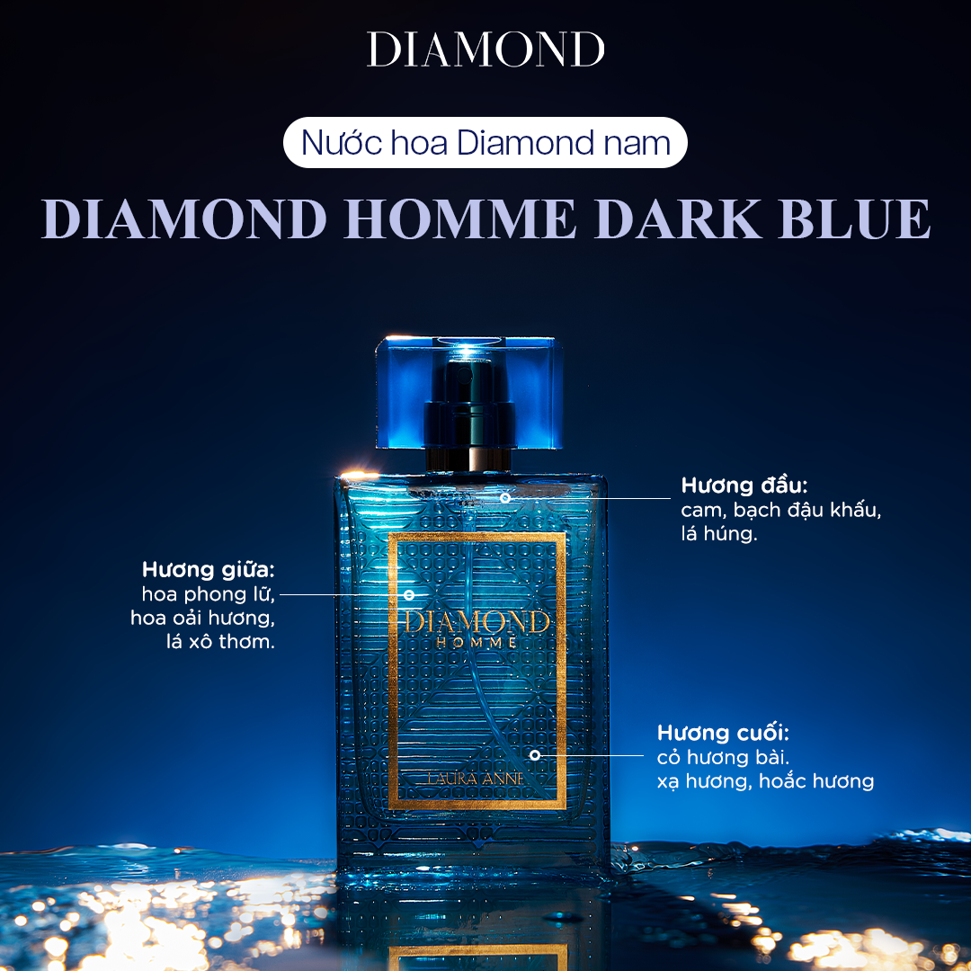 Nước Hoa Nam Diamond Homme Dark Blue hương thơm nam tính, sang trọng 45ml