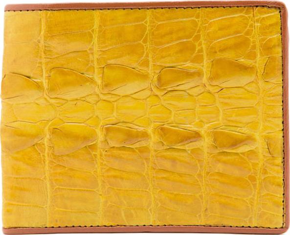 Ví Nam Da Cá Sấu Gai Đuôi Huy Hoàng HT2298 (12.5 x 10 cm) - Vàng Nghệ