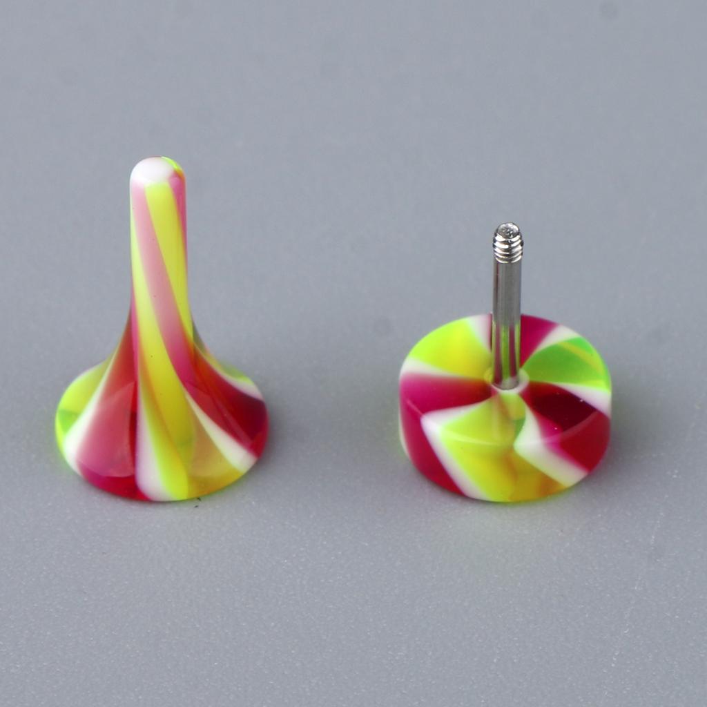 6 Pairs Acrylic Ear Earrings Flesh Tunnel Stainless Steel Fake Plugs 16g