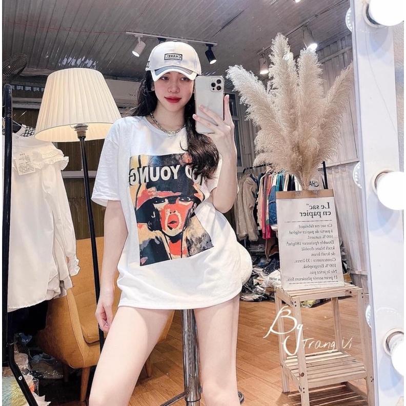 Áo Thun Unisex Form Rộng Hàng QC Cotton Oversize,Hình In Sắc Nét,Phong Cách Hàn Quốc TH205