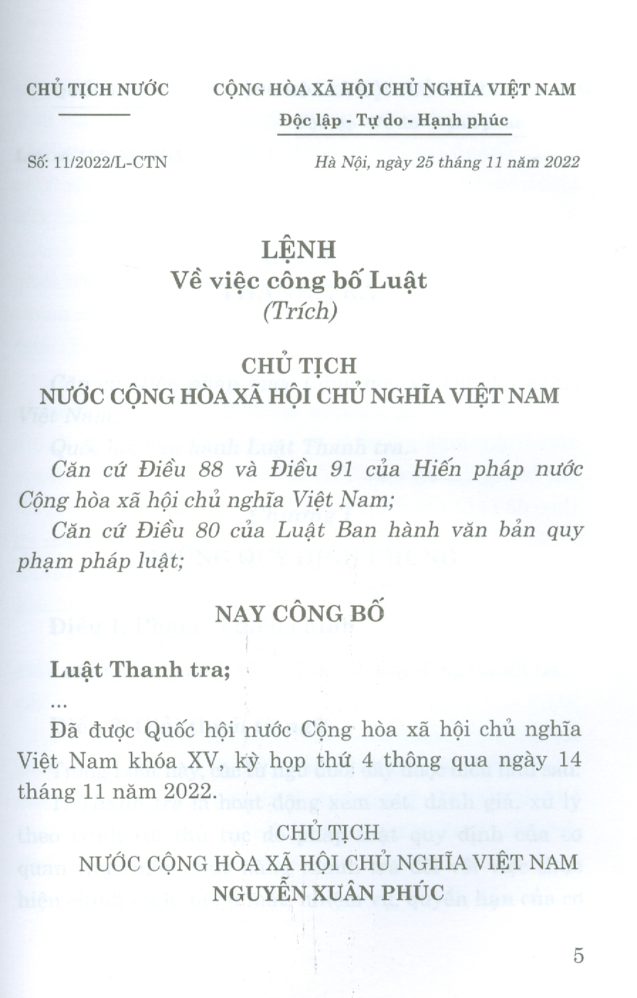 Luật Thanh Tra (Bản in năm 2023)