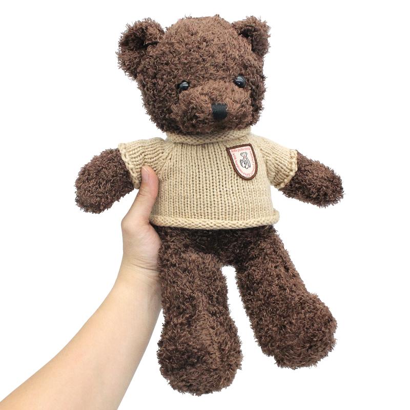 Thú Bông Gấu Teddy Nâu Đậm 40 cm - ZooZoo 40240 - Mặc Áo Len Logo