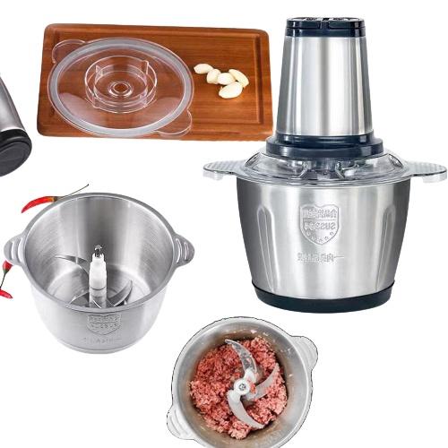 Máy Xay Thịt, Máy Xay Đa Năng Cối 2L inox Cầm Tay 2 Chế Độ 4 Lưỡi Dao Siêu Bền