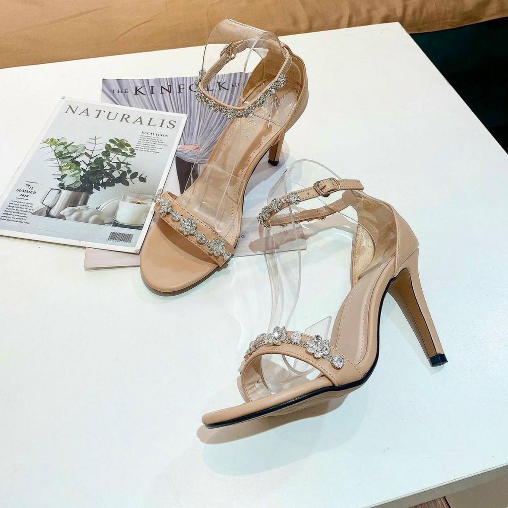 Giày sandal nữ quai đính hoa cực xinh cao 9F