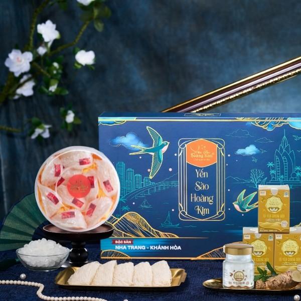 [CHÍNH HÃNG] Yến Sào Hoàng Kim - Hộp Quà Nguyên Bảo Phú Quý (50g Tổ Yến Thượng Hạng &amp; 4 Hũ Yến Chưng Đường Phèn) - Quà Biếu Cao Cấp, Sang Trọng