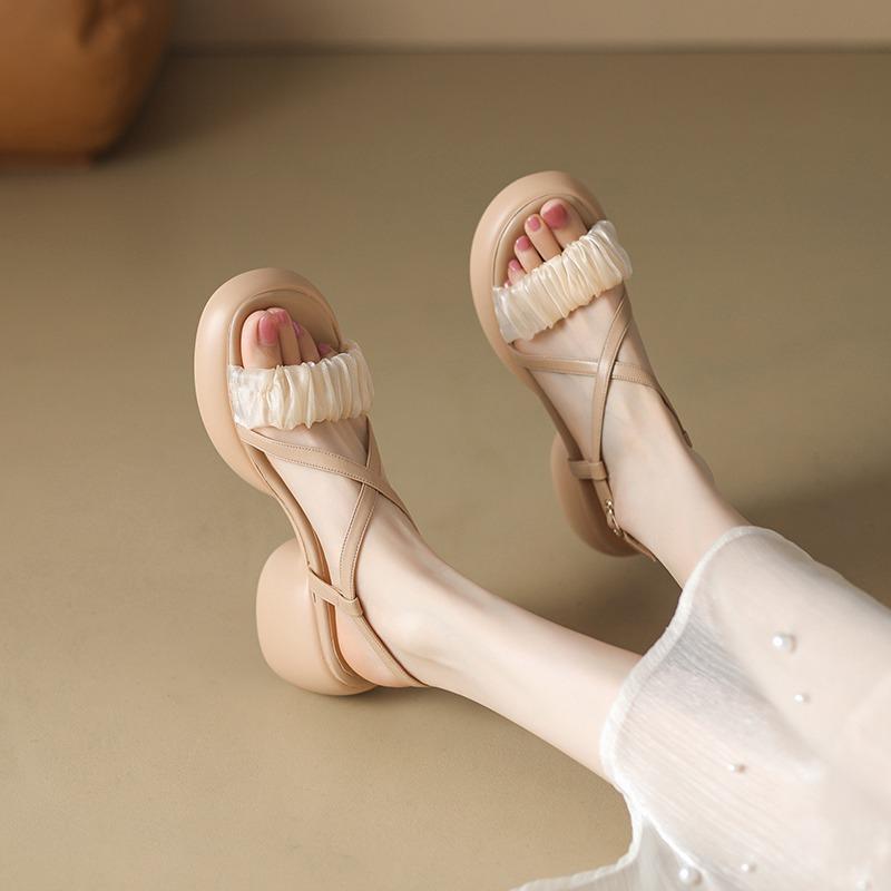 Sandal nữ đế cao 6.5cm chất da bò mềm mại - xăng đan nữ da bò - giày cao gót nữ cao cấp