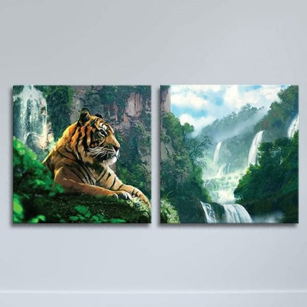 Bộ 2 Tranh Canvas Viền Composite "Con Hổ" W500