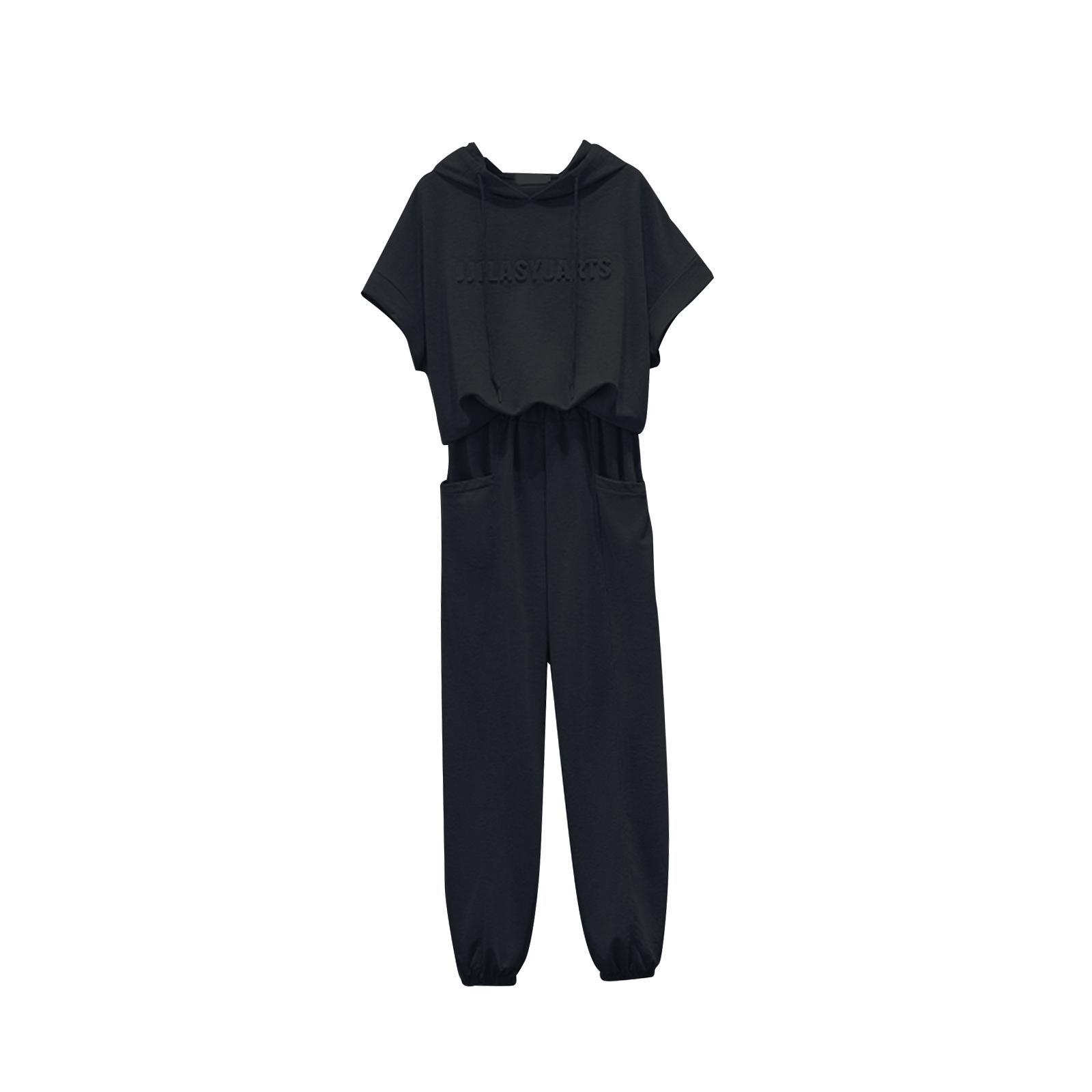 Women Tracksuit Set 2 Piece Short Sleeve Sweatshirt and Long Pants Loungwear