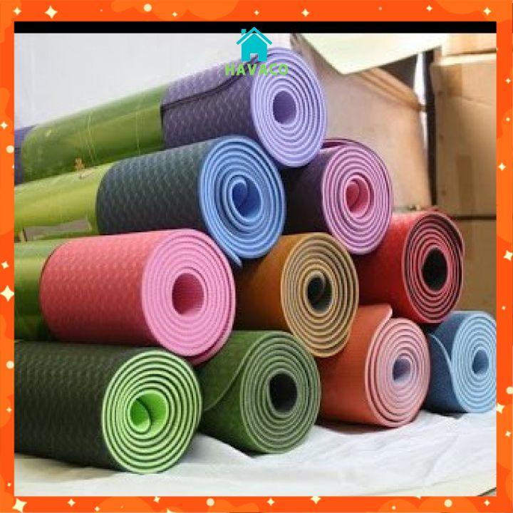 Thảm yoga chống trượt định tuyến cao cấp mat gym thể dục tại nhà TPE cao su chống trơn trượt 2 lớp 6mm VD1