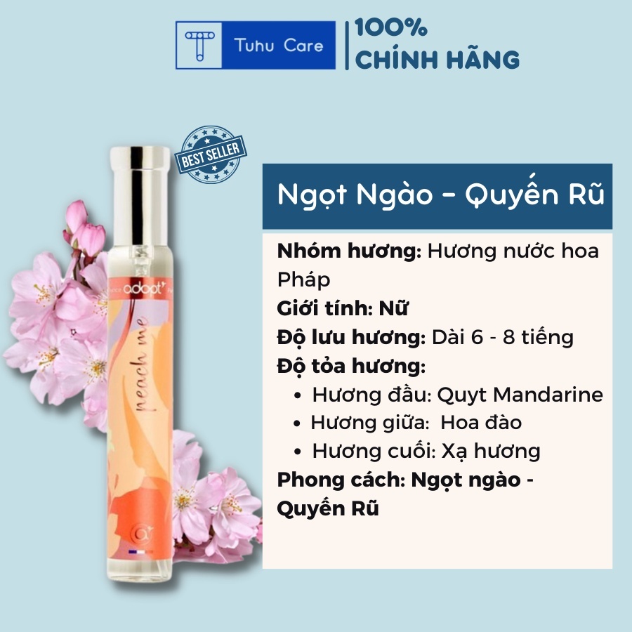 Nước hoa nữ Pháp Adopt' Peach Me, lưu hương 6-8h - Best Seller được tin dùng cho mùa đông, hương ngọt ngào, quyến rũ