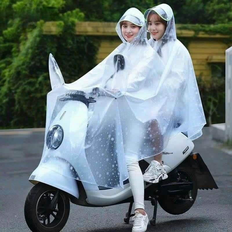 Áo mưa nhựa dẻo trong suốt chống thấm tuyệt đối,họa tiết bông tuyết siêu đẹp