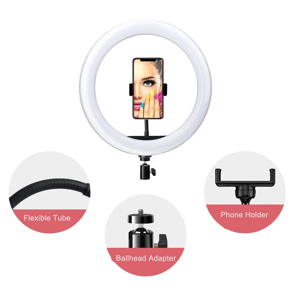 Đèn LED hình vòng tròn 26cm / 10 inch có thể điều chỉnh độ sáng 2700K-6500K điều khiển từ xa Bluetooth