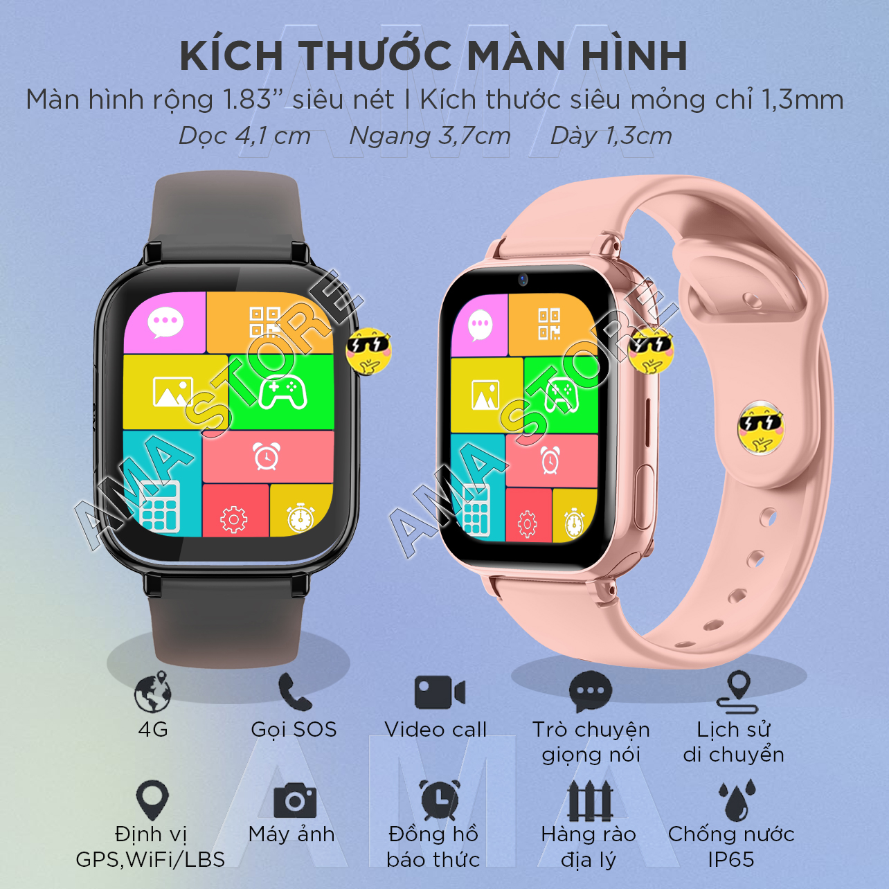 Đồng hồ Thông minh Mini AMA Watch HW13 phiên bản Định vị Wifi cho Trẻ em, Học sinh THCS, THPT Hàng nhập khẩu