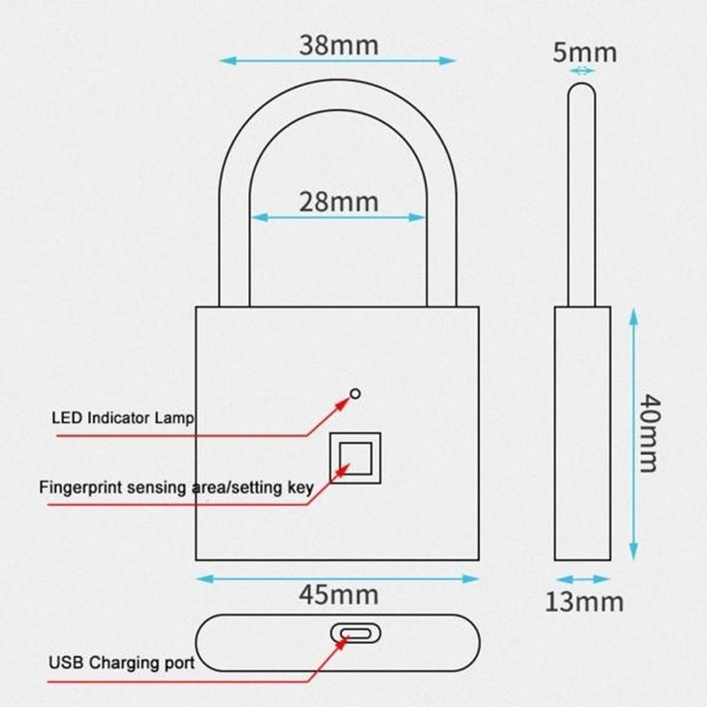 Rechargeable Anti-   Fingerprint Lock   black