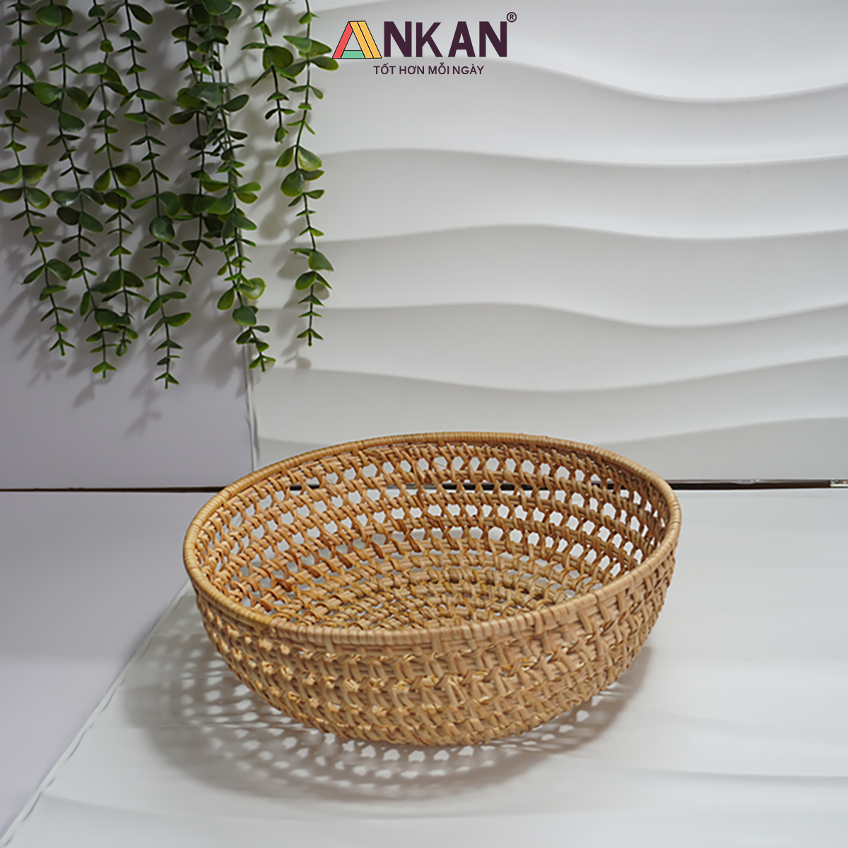 Khay Rổ Mây Tre Đan ANKAN – Đựng Trái Cây, Bánh Kẹo, Đồ Khô, Decor Nhà Ăn &amp; Phòng Khách – Thủ Công Việt Nam