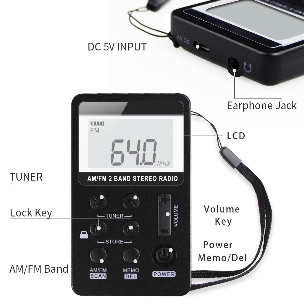 Radio Radio Mini Radio Pocket Am FM Radio cá nhân DSP Điều chỉnh kỹ thuật số Stereo Bộ thu mini với màn hình LCD USB có thể sạc lại và tai nghe để chạy bộ
