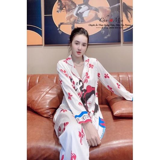 Bộ Pịama Lụa Xước Bạch Tuyết xinh xắn sang chảnh