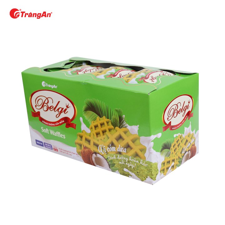 Thùng 12 Hộp Bánh Belgi Trứng Sữa Mềm Vị Cốm Dừa 322g