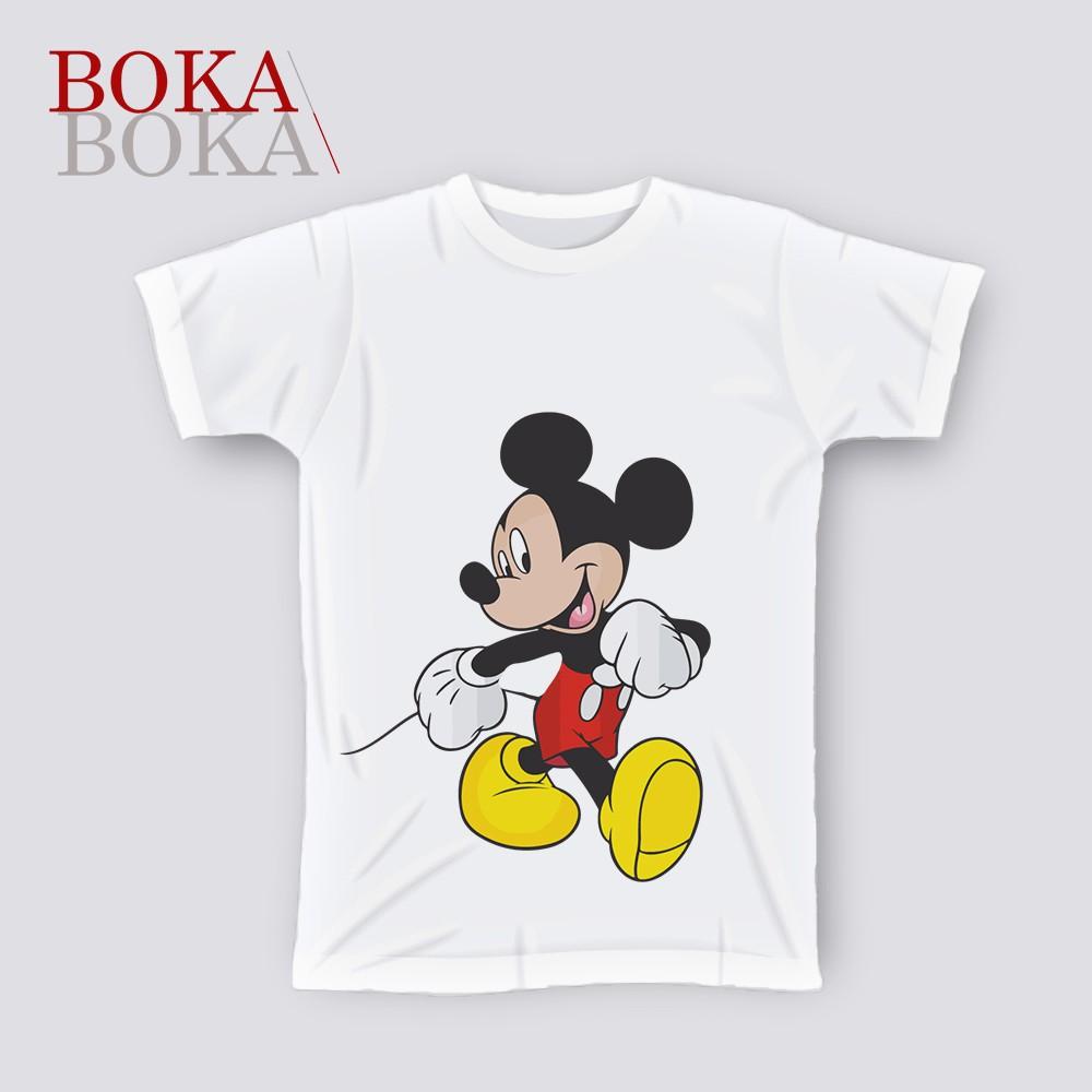 Áo thun Cotton Trắng In Hình Chuột Mickey