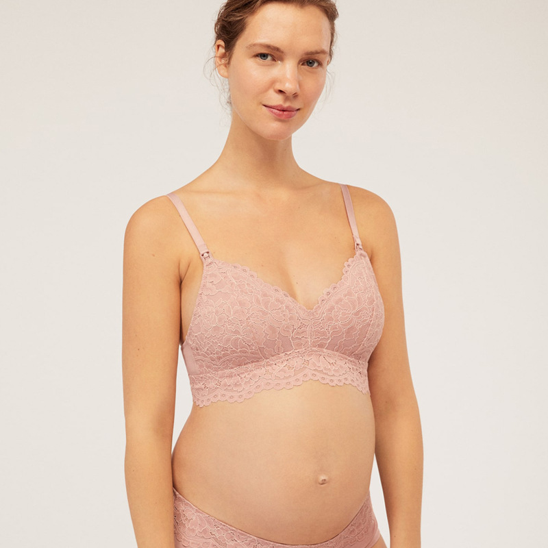 Hình ảnh Áo lót bầu và cho con bú ren mềm không gọng đệm mỏng, bralette bầu B070