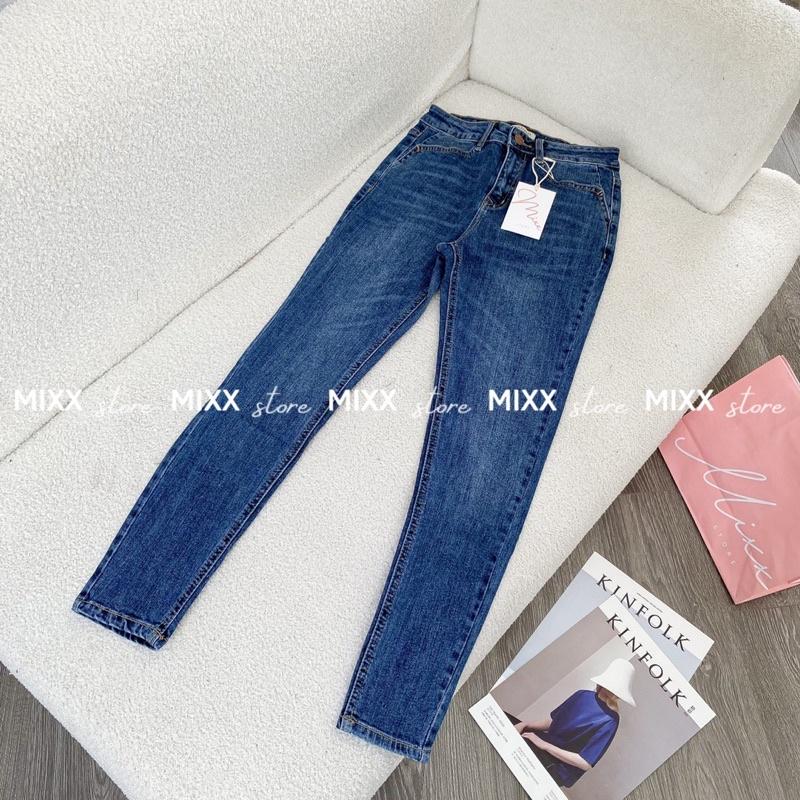 Quần Jean Nữ Skinny Trơn chất dày dặn co giãn thoải mái phom 9 tấc lưng vừa ngang rốn