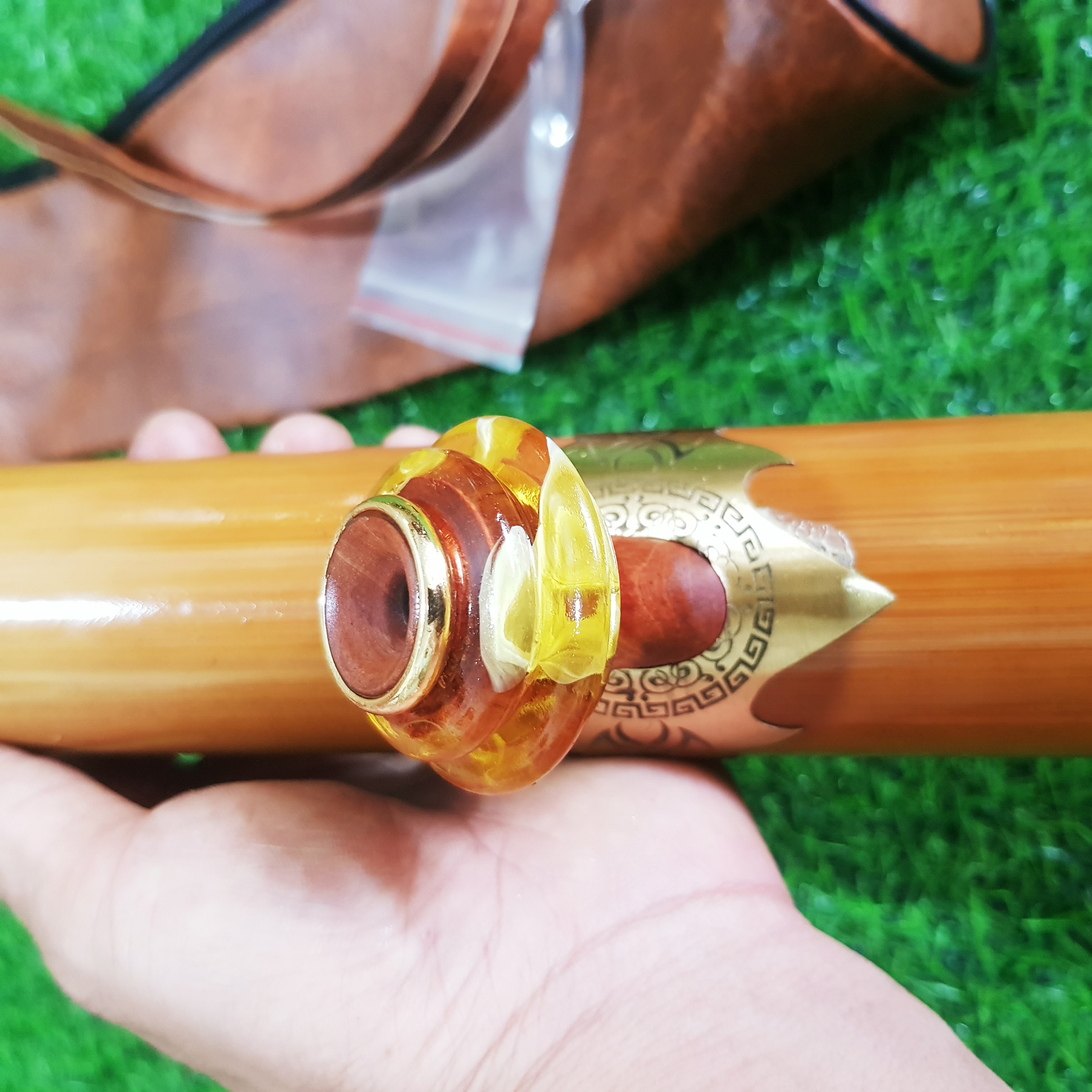 Điếu rút nõ ngọc kèm bao da