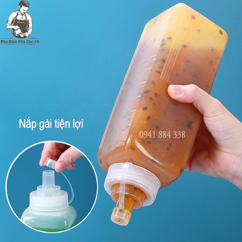 Chai Nhựa Đựng Sốt/Mứt Có Nắp. Dung tích 600ml/800ml/1000ml - Dụng Cụ Pha Chế Tiện Ích