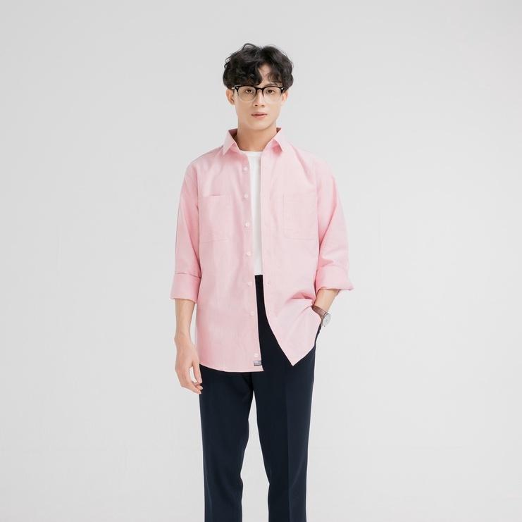 Áo sơ mi nam dài tay thiết kế cổ đức 2 túi ngực SSSTUTTER vải Cotton cao cấp thấm hút mồ hôi 5 màu Oval Shirt