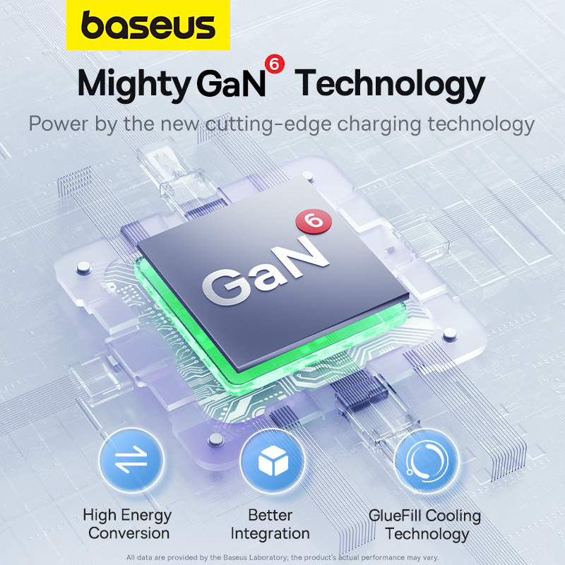 Sạc Nhanh OS-Baseus GaN6 Pro Fast Charger 2C+2U 65W (Chân cắm dẹp, Kèm cáp C to C 100W, 1m) - Hàng Chính Hãng