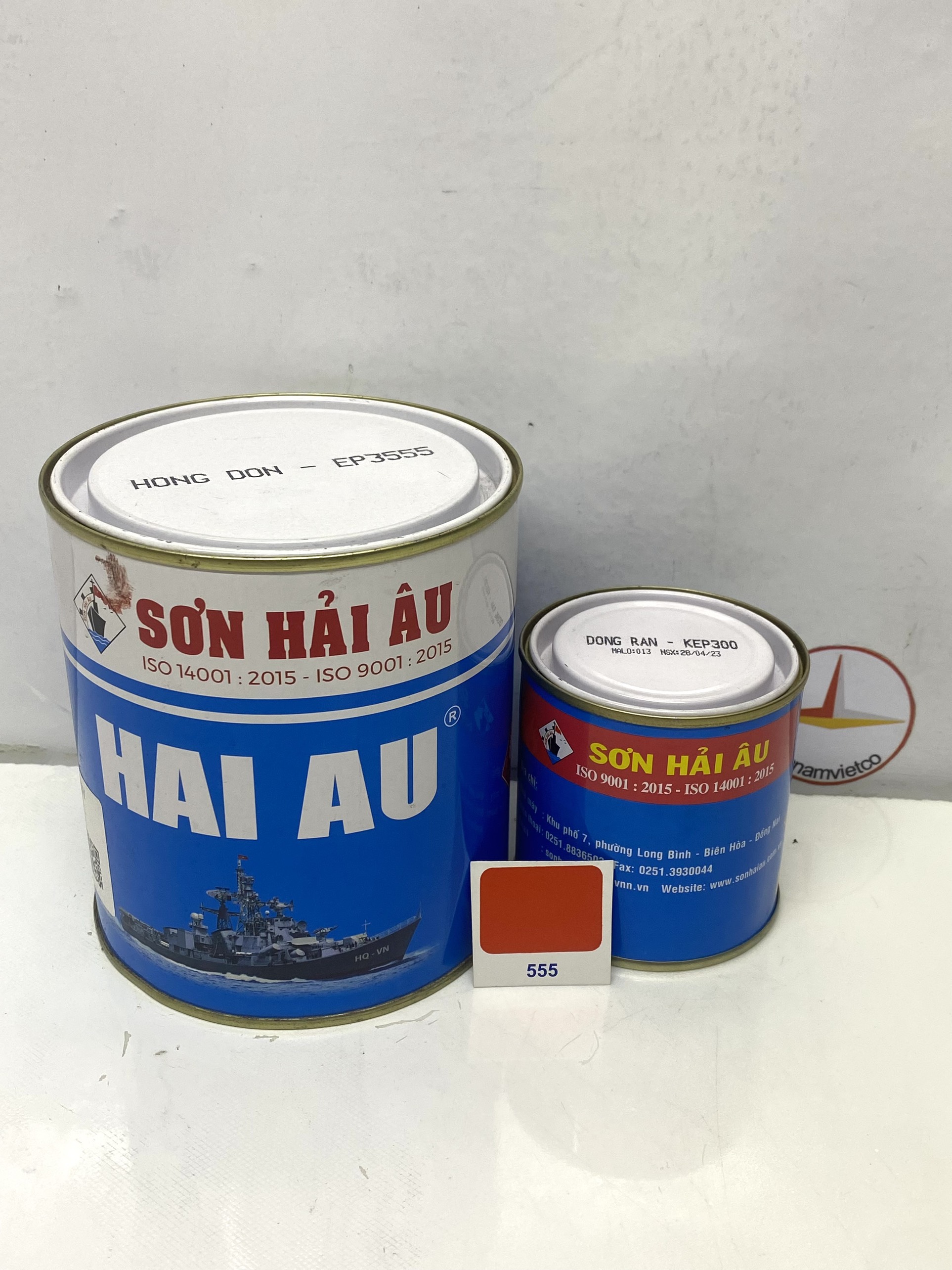 Sơn epoxy Hải Âu màu hồng đơn EP555 1L/Bộ