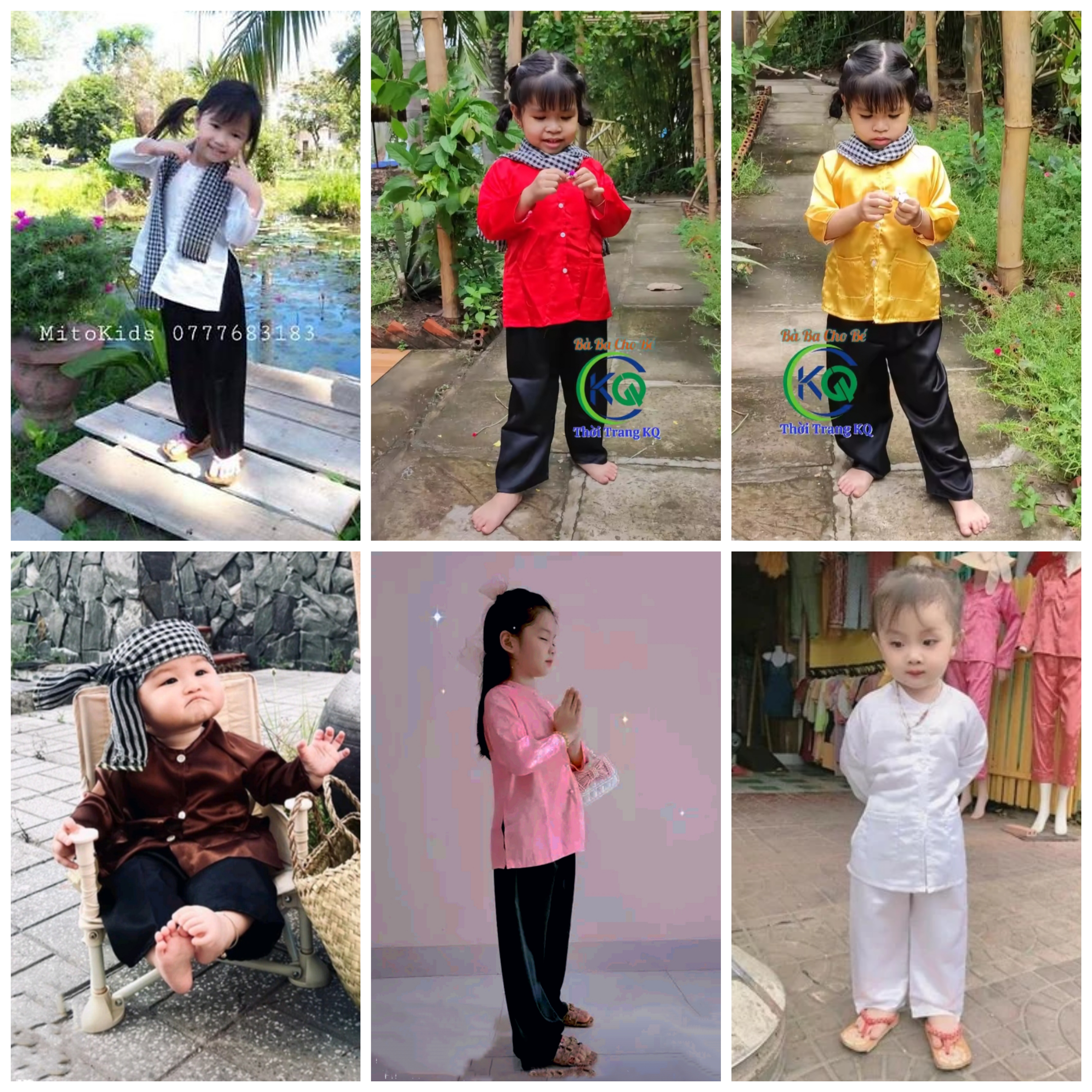Bộ bà ba quần đen cho bé trai, bé gái