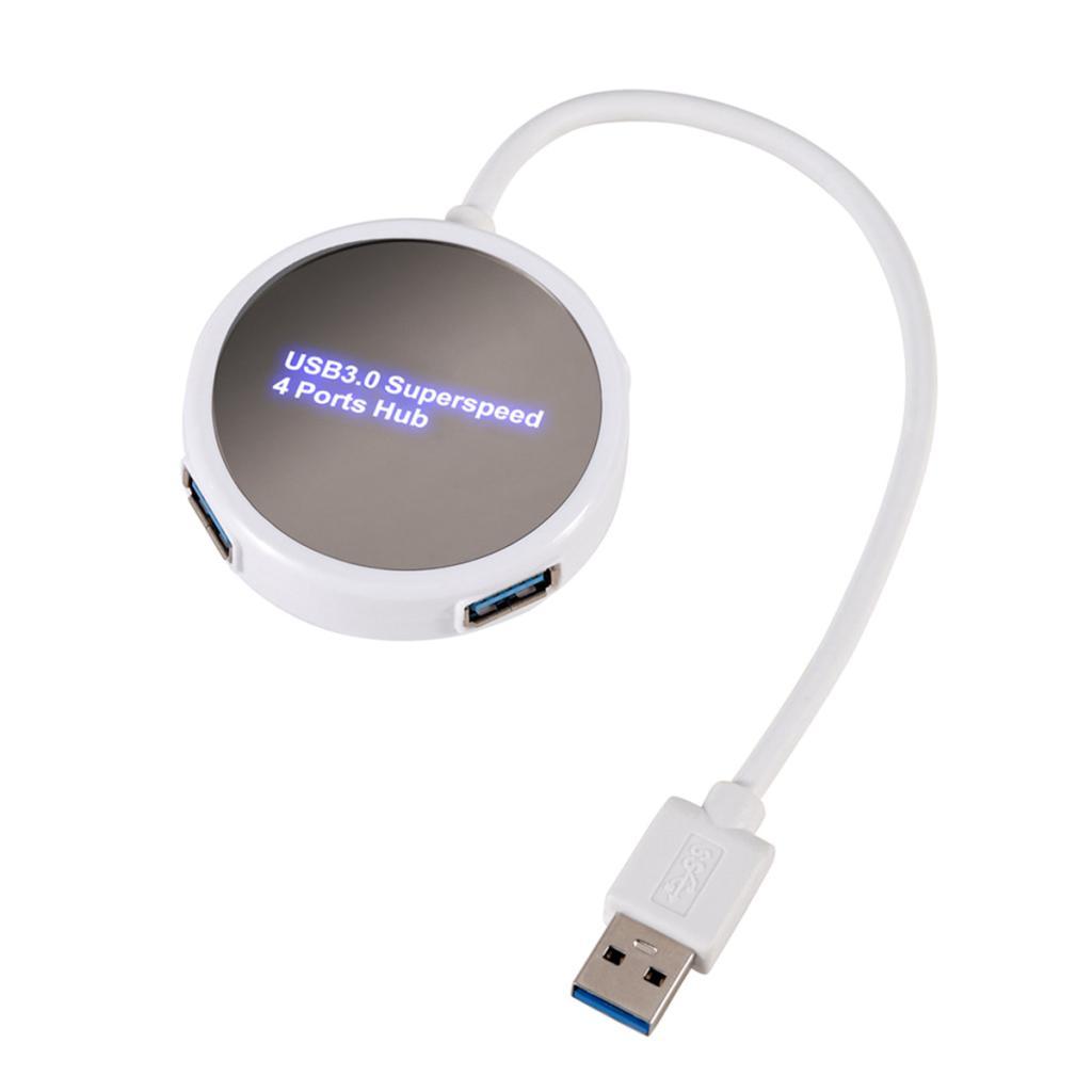USB 3.0 4 Ports Hub Power Splitter Universal Round USB Station Adapter black