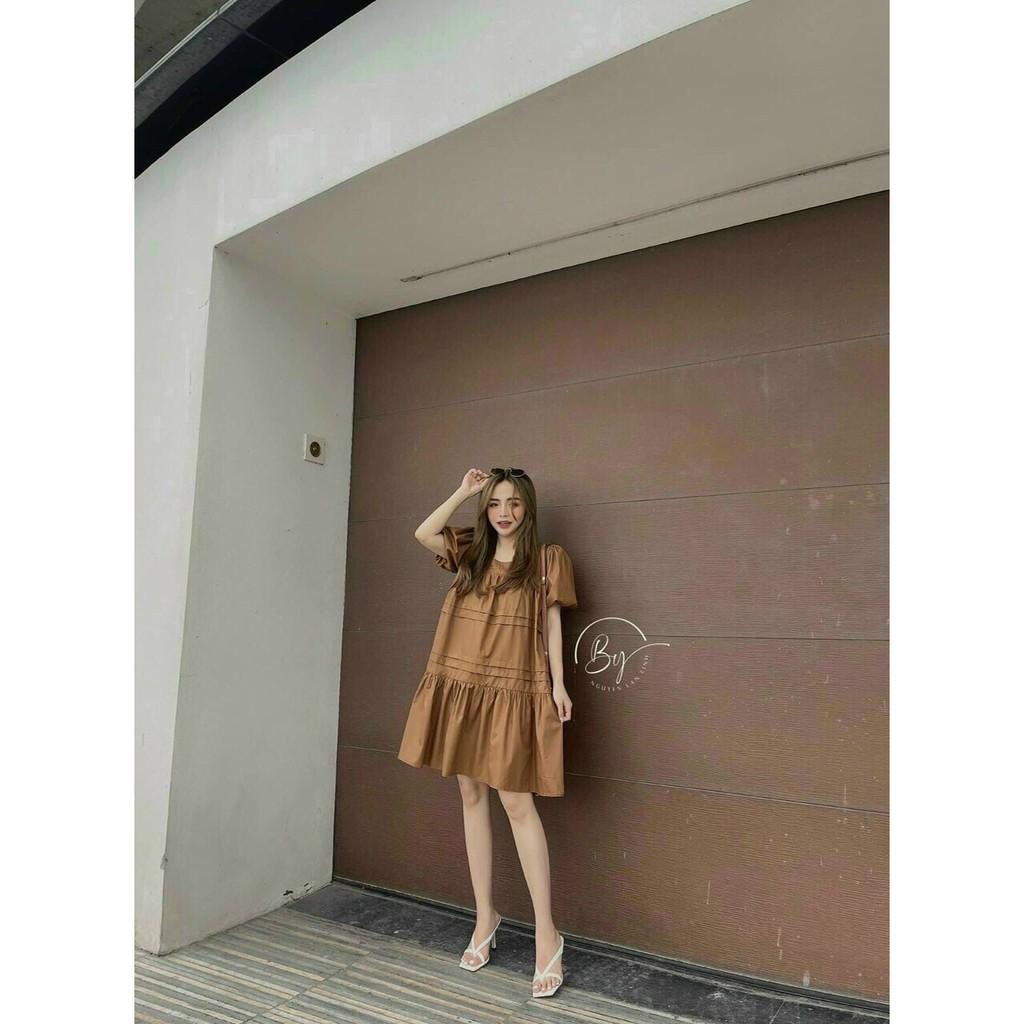 Đầm babydoll cổ vuông tay phồng siêu xinh
