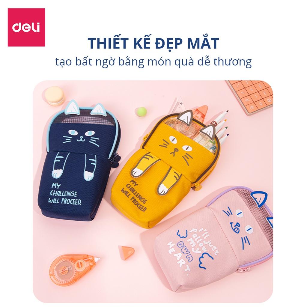 Hộp Bút Túi Đựng Bút Cute Đồ Dùng Học Tập Đồ Dùng Cá Nhân Học Sinh Hình Chú Mèo Xinh Xắn Nhiều Màu Sắc Deli - Sức Chứa Lớn Bóp Viết Phù Hợp Cho Học Sinh, Đựng Mĩ Phẩm - BC172