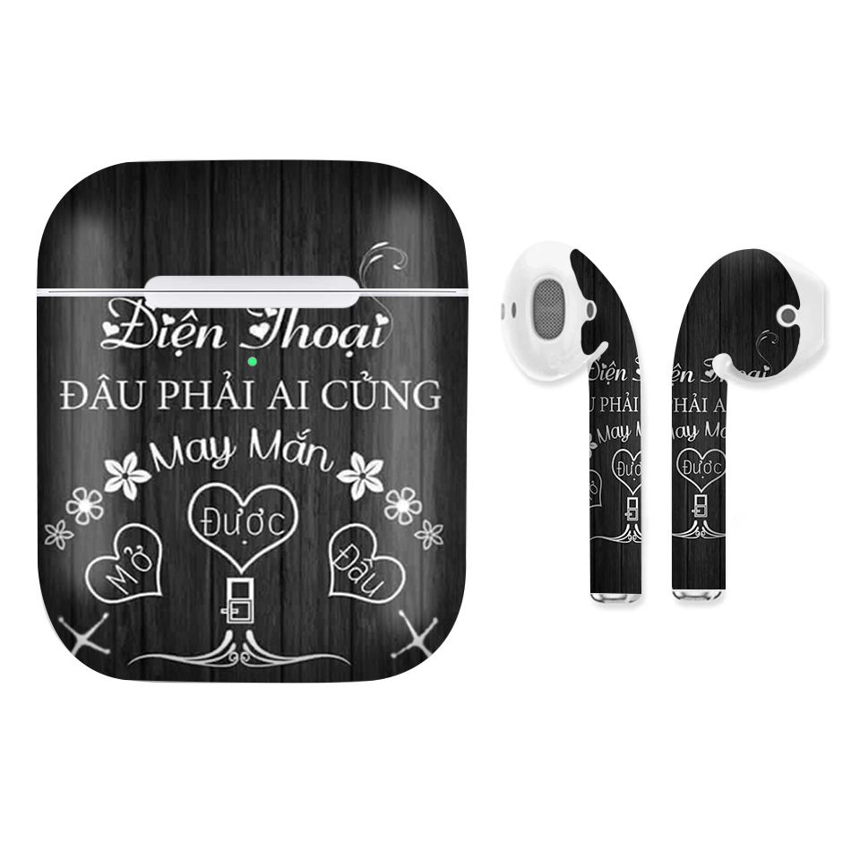 Miếng dán skin chống bẩn cho tai nghe AirPods in hình có phải ai cũng may mắn mở được điện thoại đâu - fun009 (bản không dây 1 và 2)