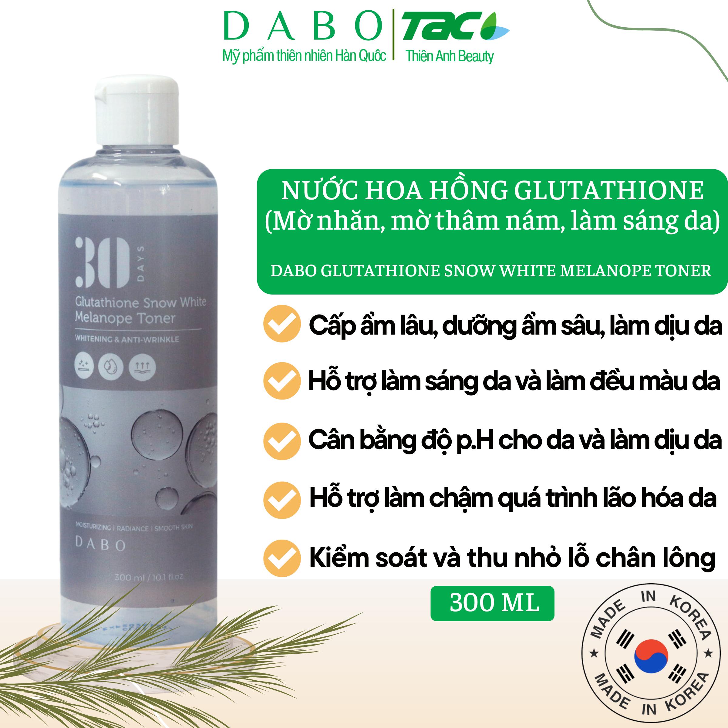 DABO Nước hoa hồng dưỡng da Glutathione cấp ẩm sâu, làm sáng làm dịu da - DABO Glutathione Snow White Melanope Toner 300ml