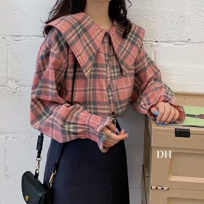 Áo sơ mi kẻ cổ chéo