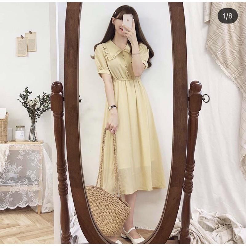 VÁY MIDI VÀNG CỔ SEN