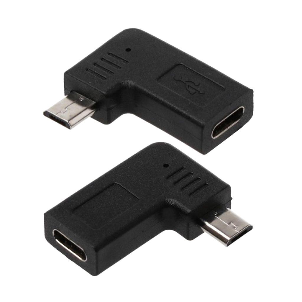 2X 90 Degree Micro USB Male To Type C Female Adapter For Samsung S7,Huawei