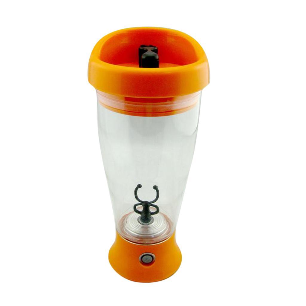 Self Stirring Coffee Tea Mug Automatic Mixing Cup Outdoor Travel Orange