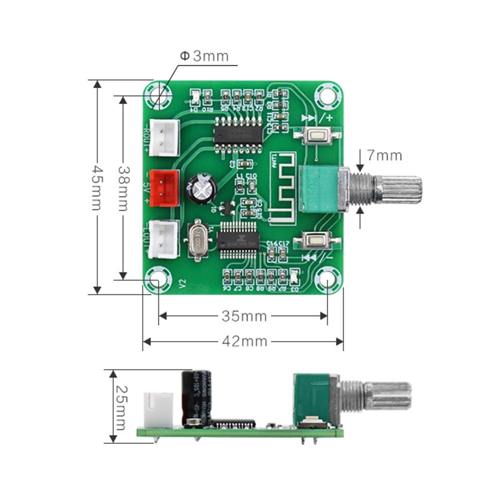 AIYIMA PAM8403 Bộ khuếch đại công suất tương thích Bluetooth Bảng âm thanh 5Wx2 Hifi Rạp hát tại nhà Âm thanh nổi Mini Amp Loa BT di động DIY Màu sắc: Amp Loa 2 chiếc