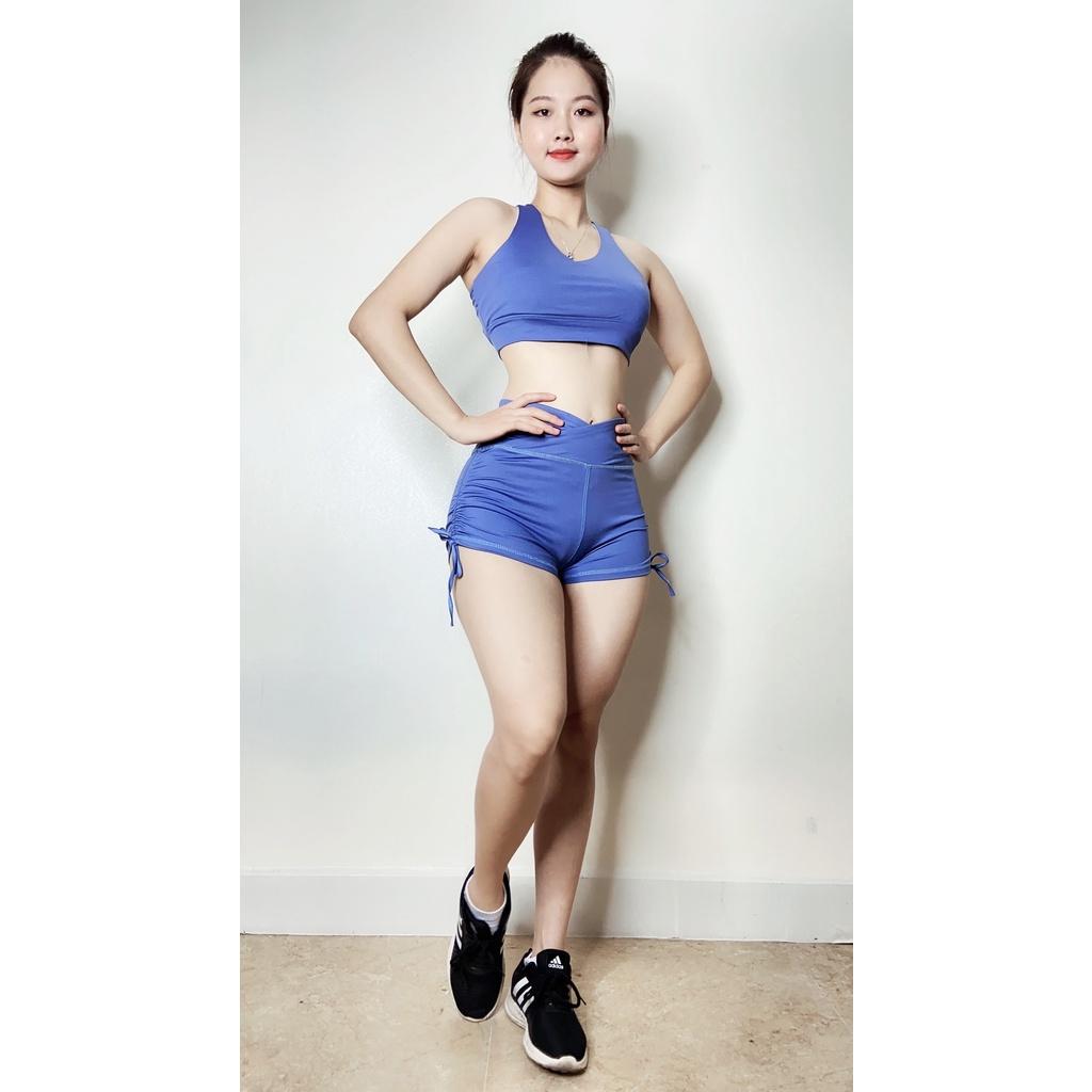Đồ Tập GYM, Yoga Nữ, Bộ Áo Thể Thao Quần Đùi Áo Cổ Tim Cao Cấp ODERI MS07